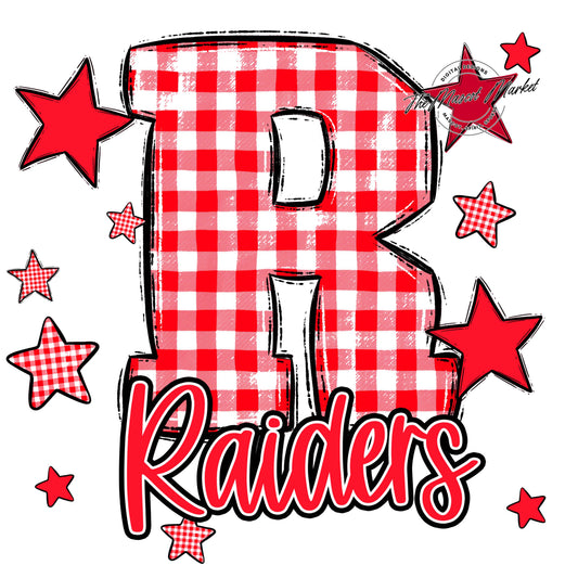 Raiders Plaid Star Design-Bright Red