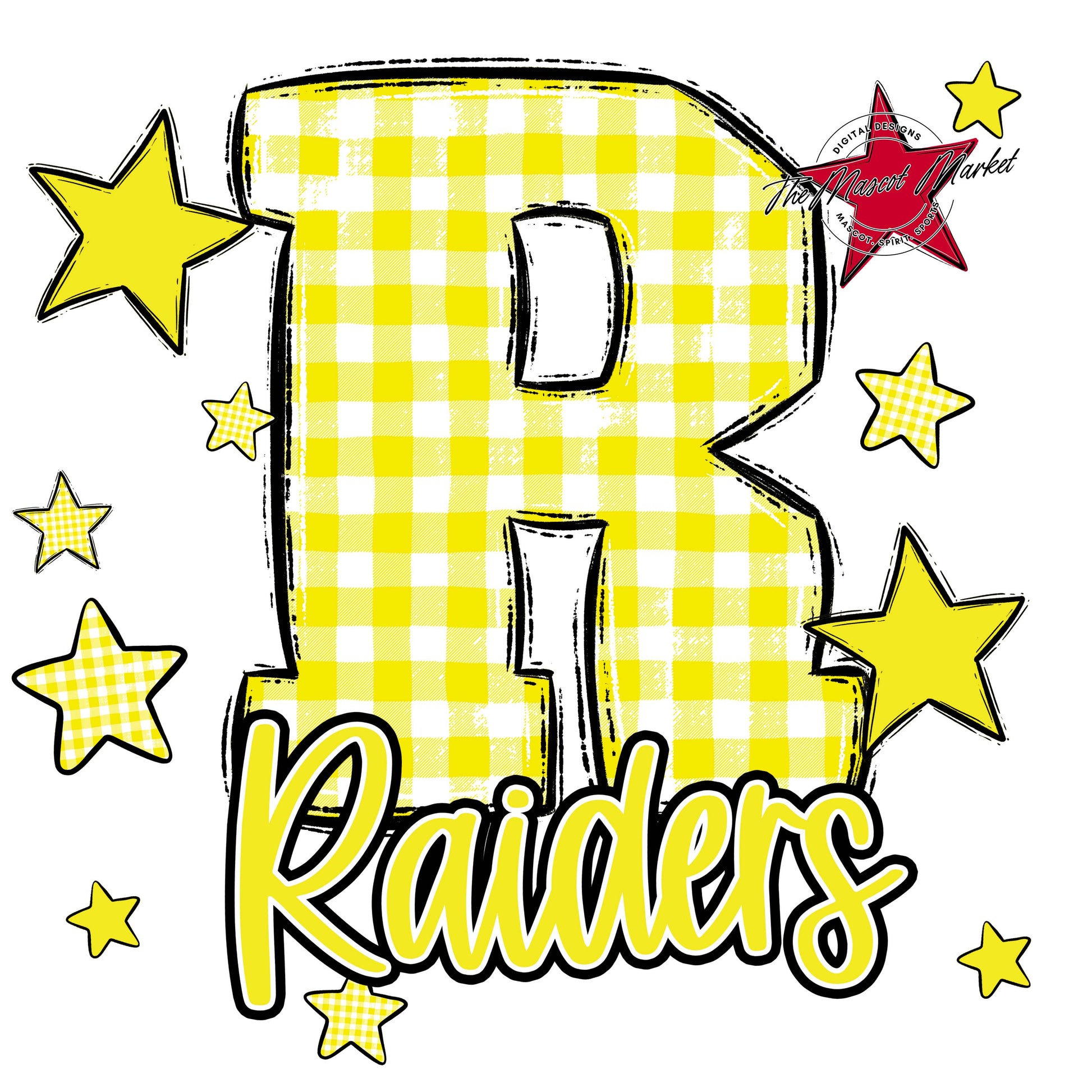 Raiders Plaid Star Design-Bright Yellow