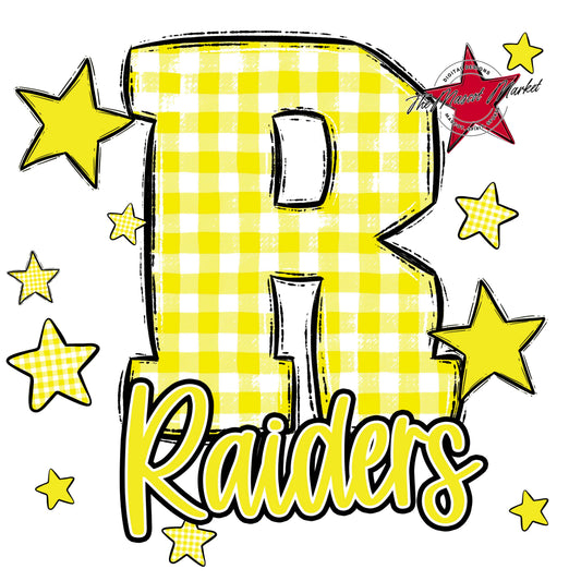 Raiders Plaid Star Design-Bright Yellow