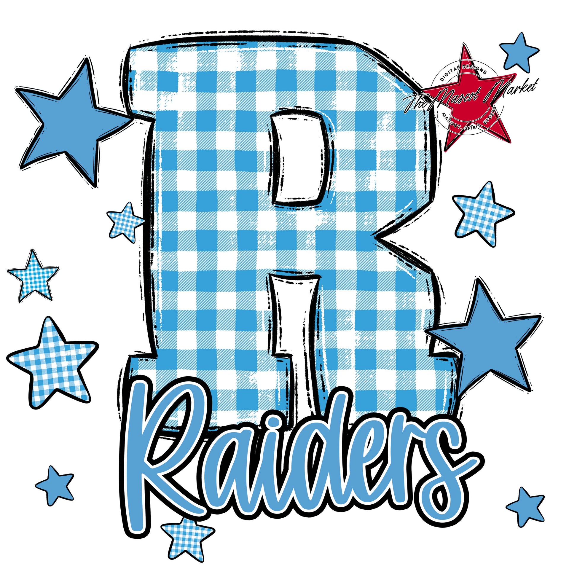 Raiders Plaid Star Design-Carolina Blue