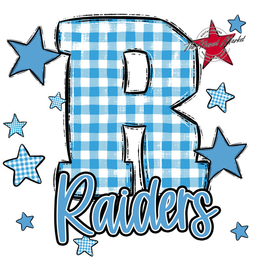 Raiders Plaid Star Design-Carolina Blue