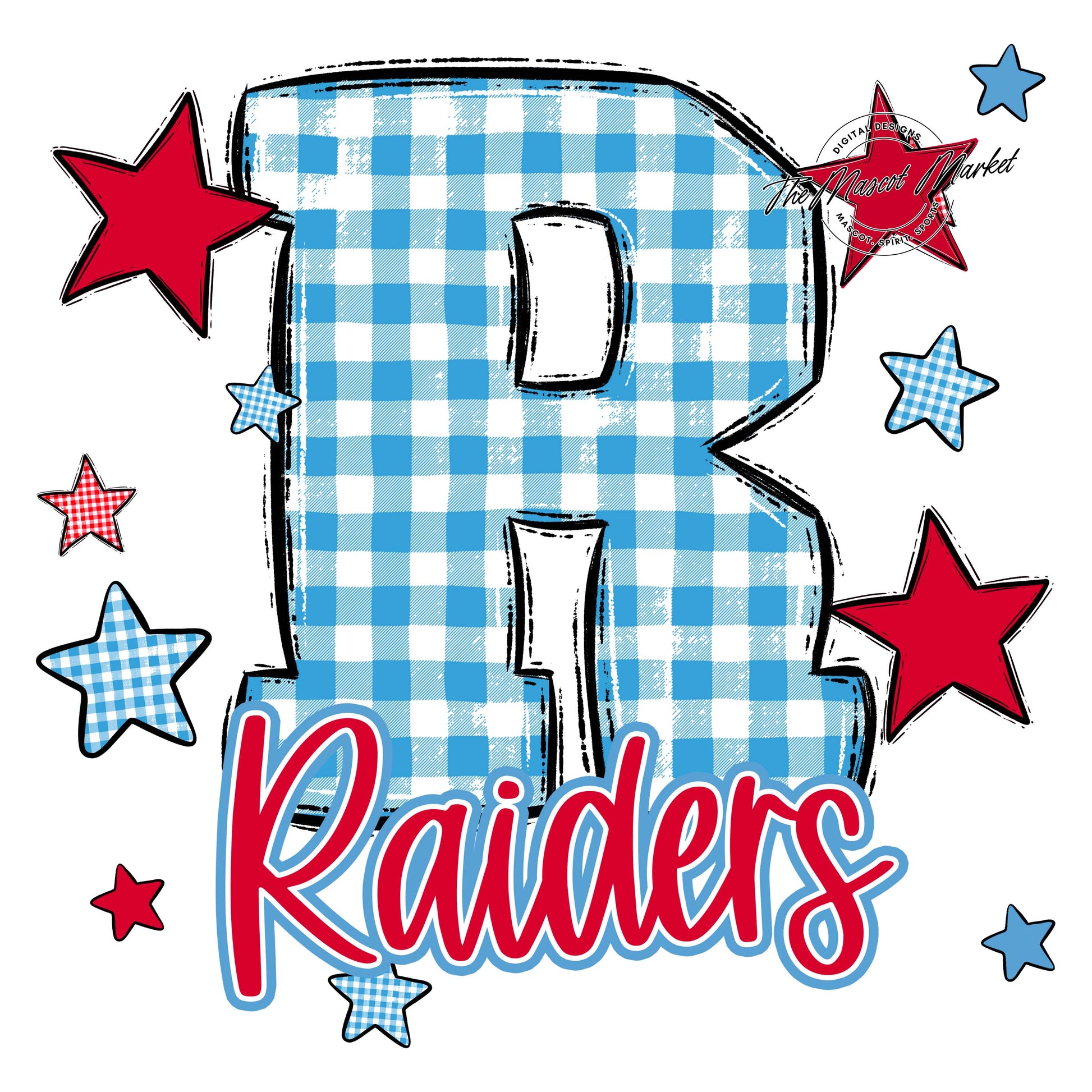 Raiders Plaid Star Design-Carolina Blue & Red