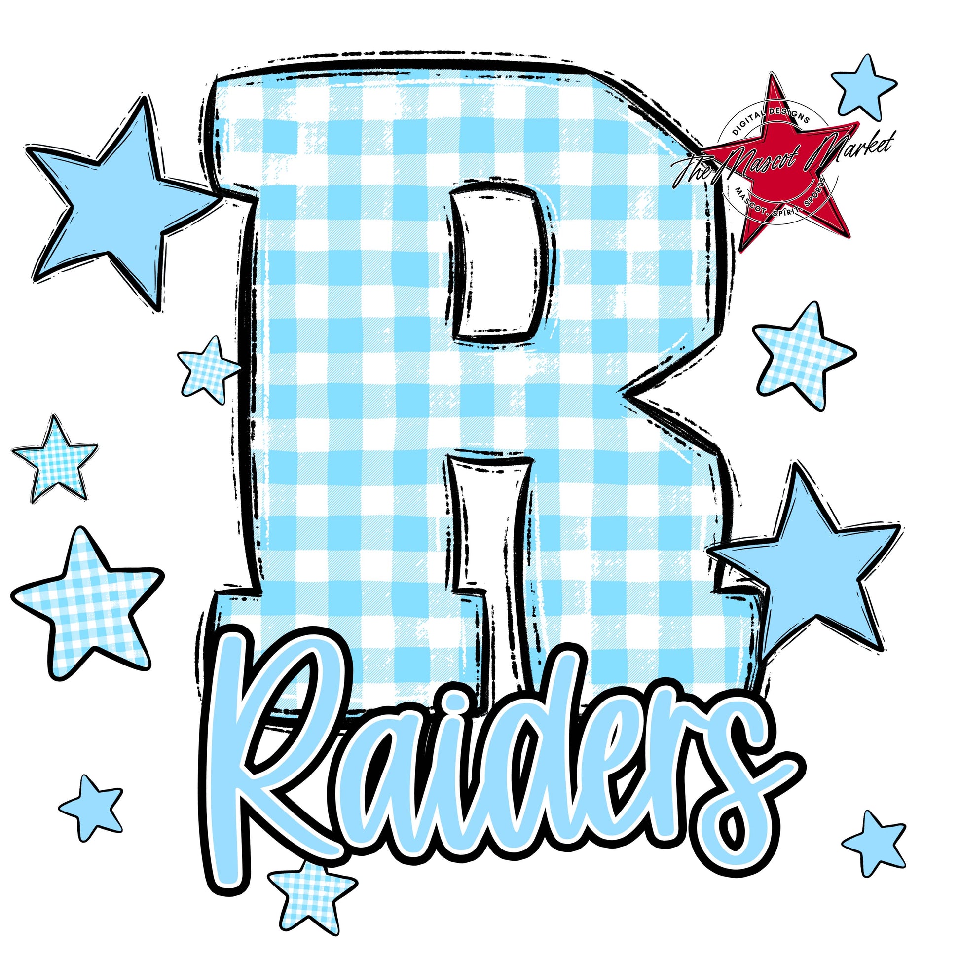 Raiders Plaid Star Design-Columbia Blue