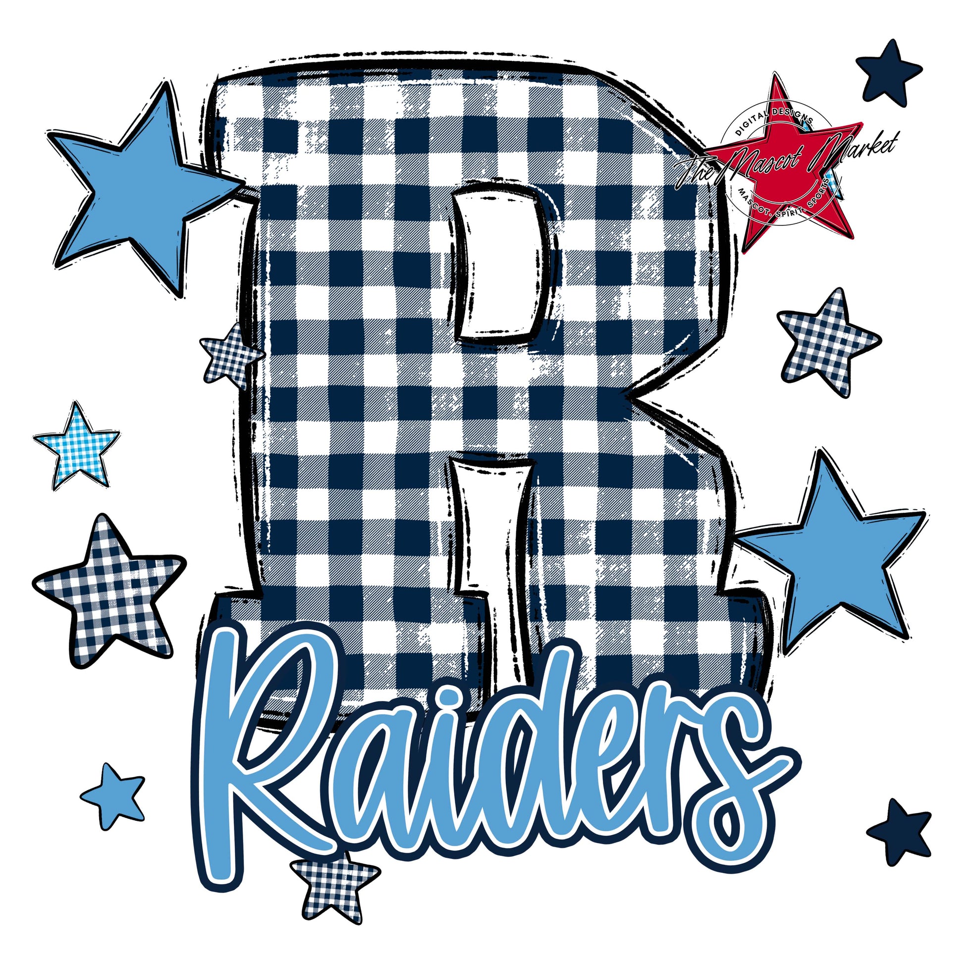 Raiders Plaid Star Design-Navy & Carolina Blue