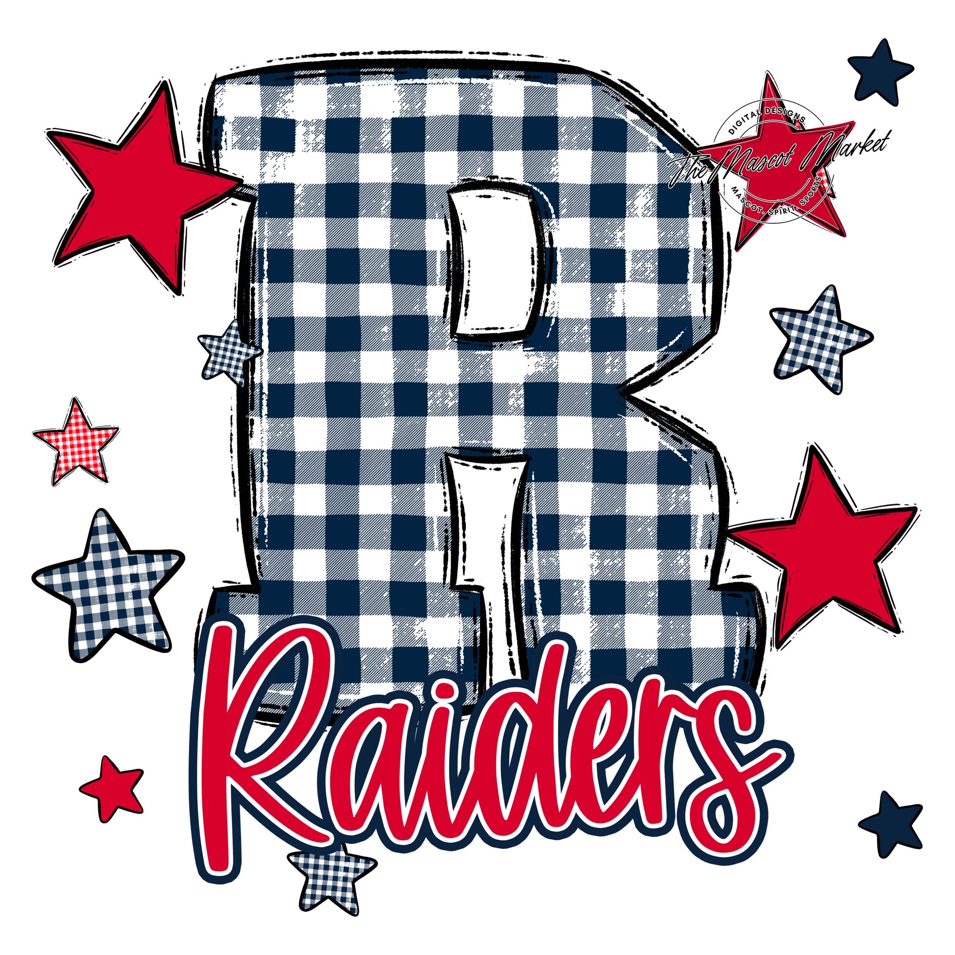 Raiders Plaid Star Design-Navy & Red