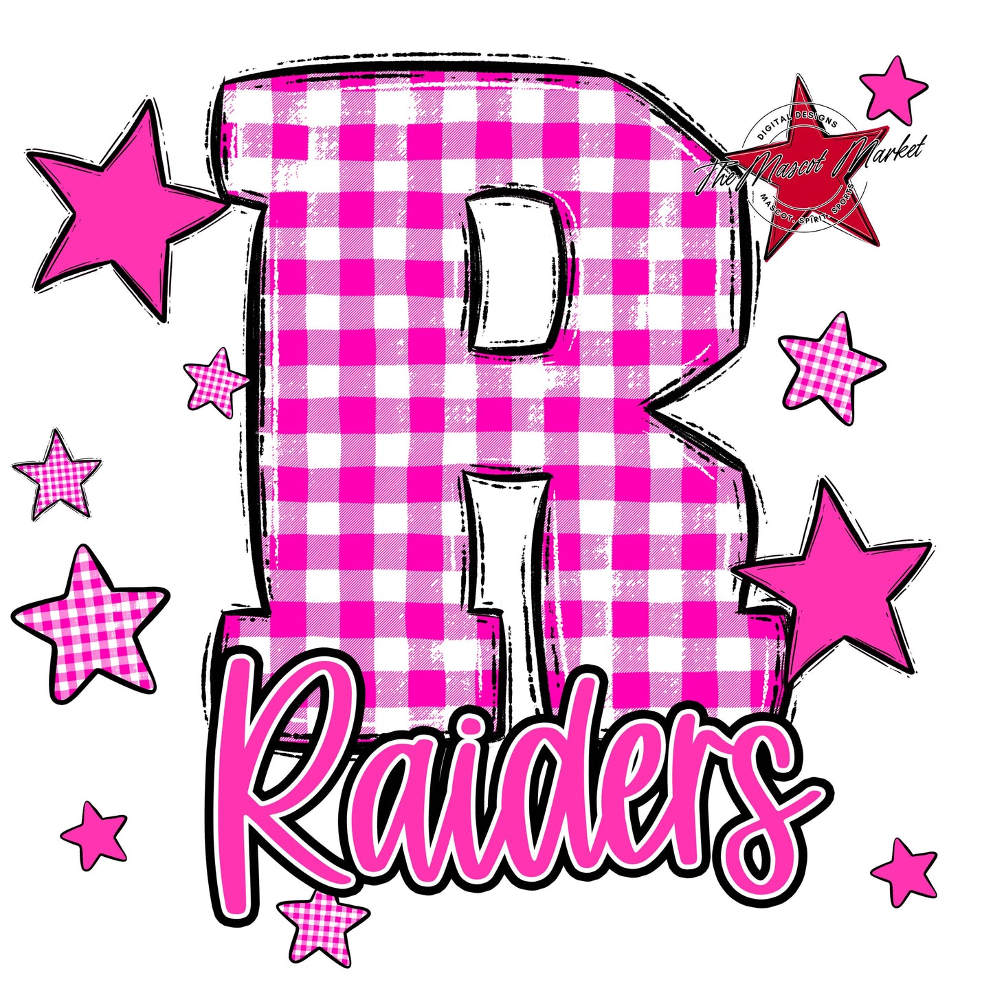 Raiders Plaid Star Design-Pink