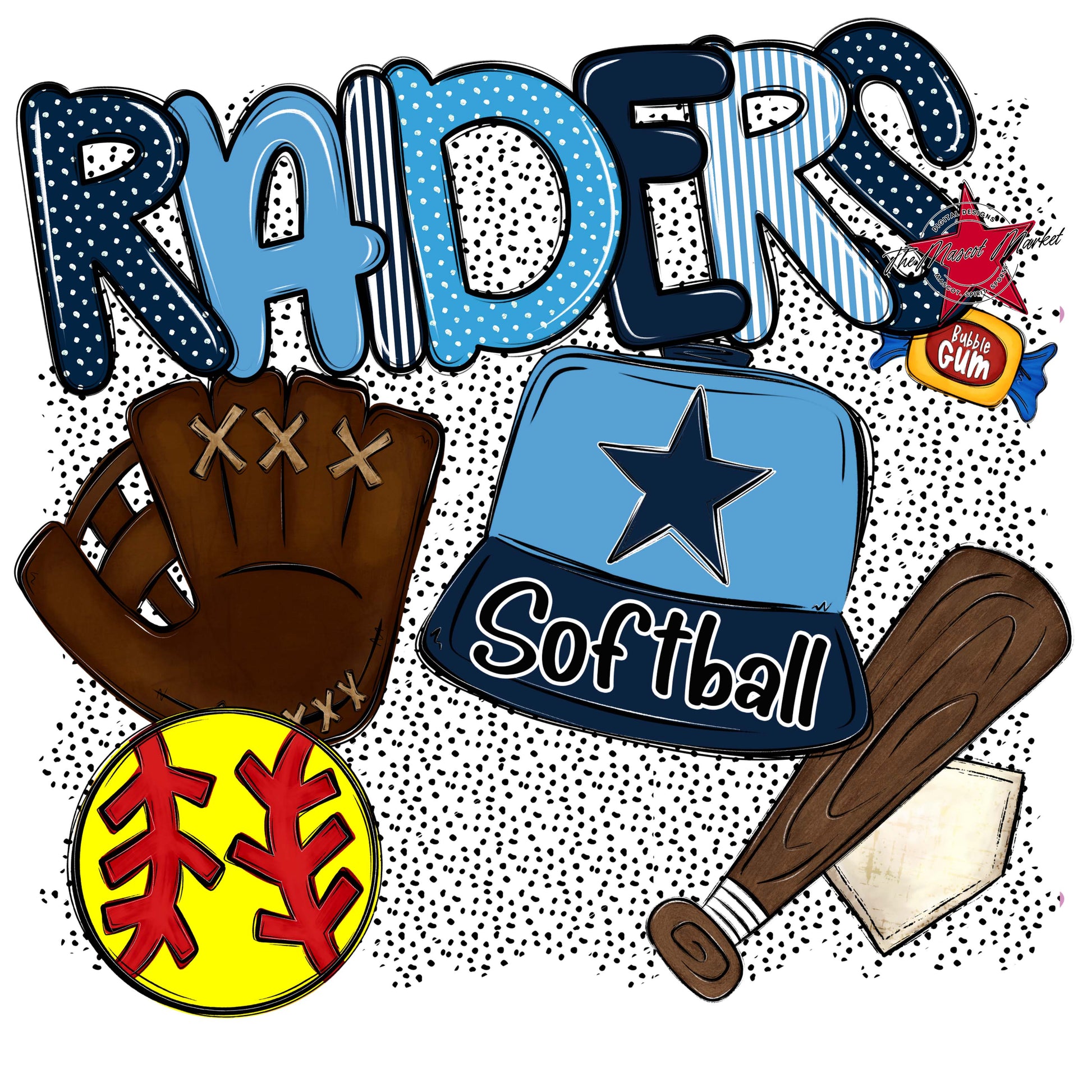 Raiders Softball Spirit-Navy & Carolina Blue