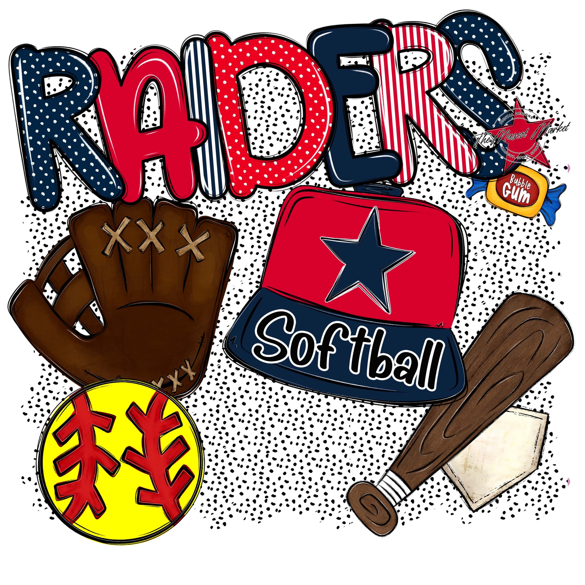 Raiders Softball Spirit-Navy & Red