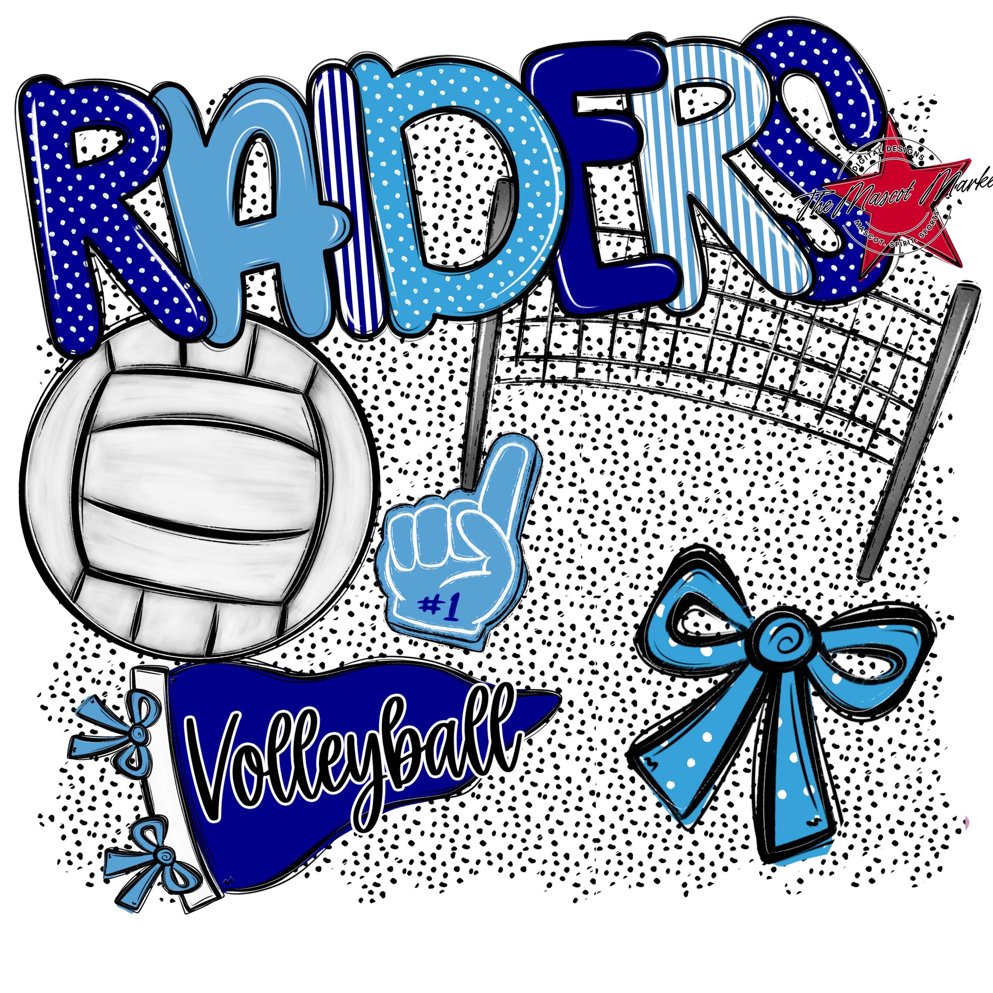 Raiders Volleyball Spirit-Blue & Carolina Blue