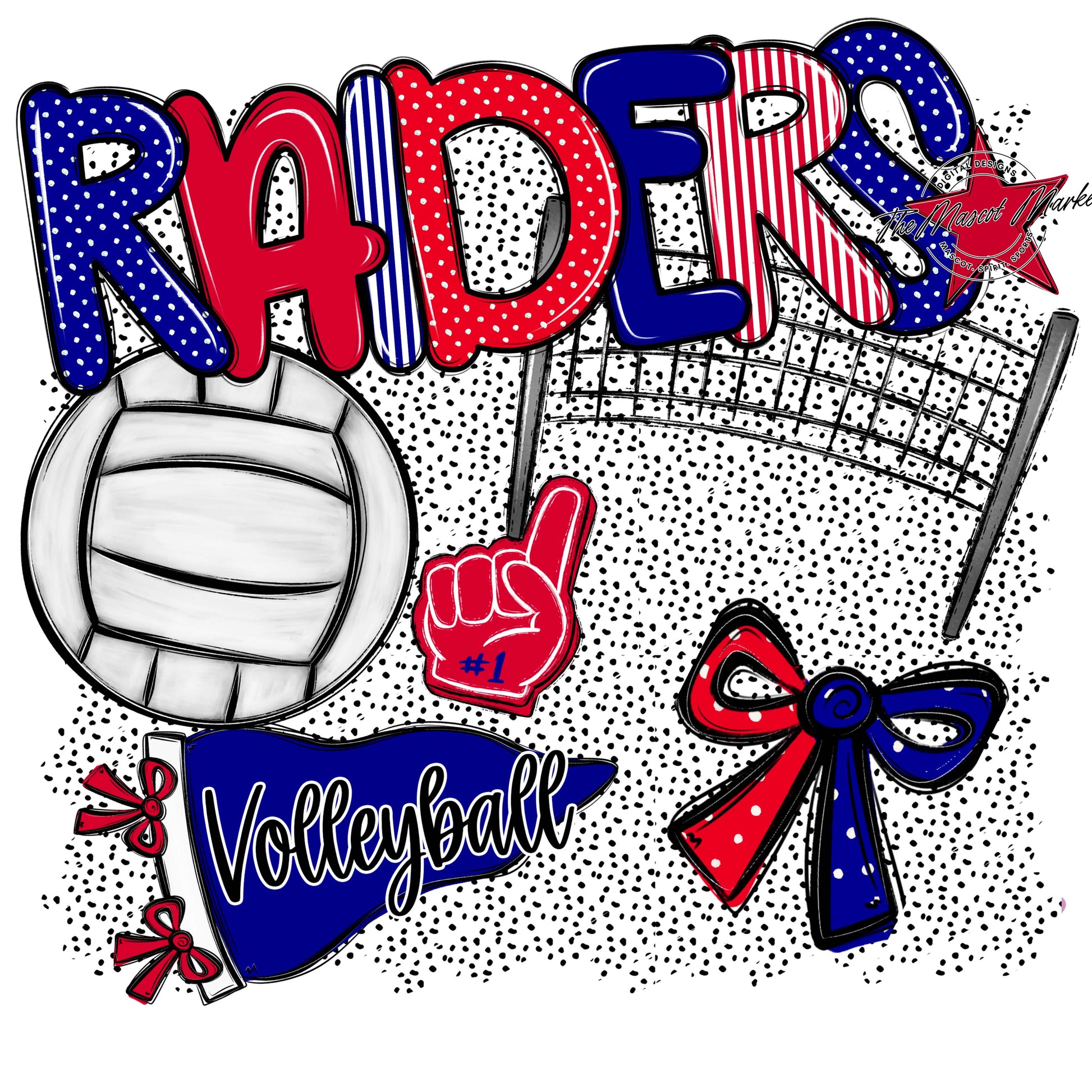 Raiders Volleyball Spirit-Blue & Red