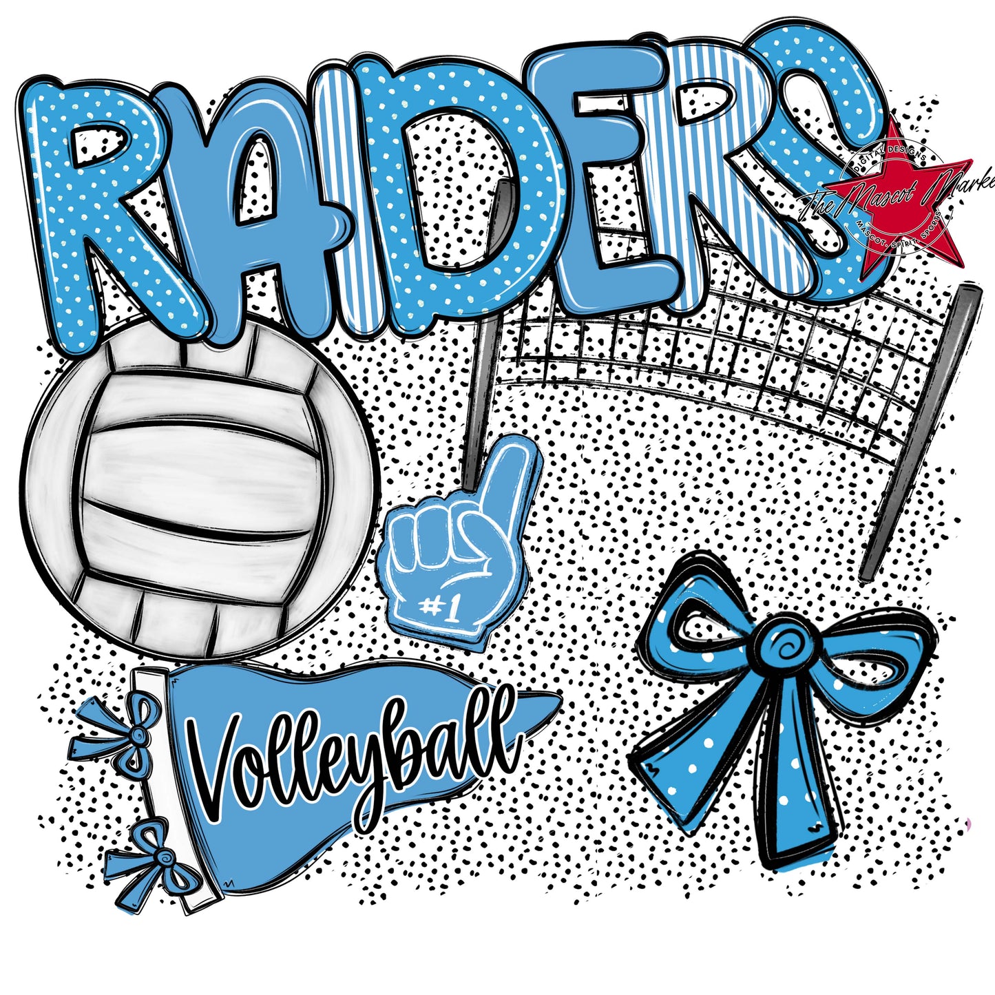 Raiders Volleyball Spirit-Carolina Blue