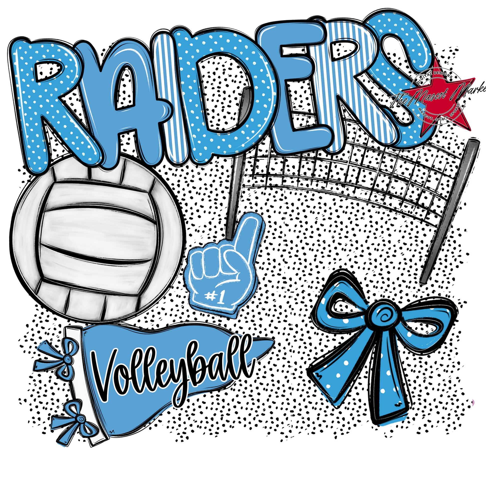 Raiders Volleyball Spirit-Carolina Blue