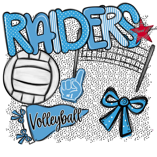 Raiders Volleyball Spirit-Carolina Blue