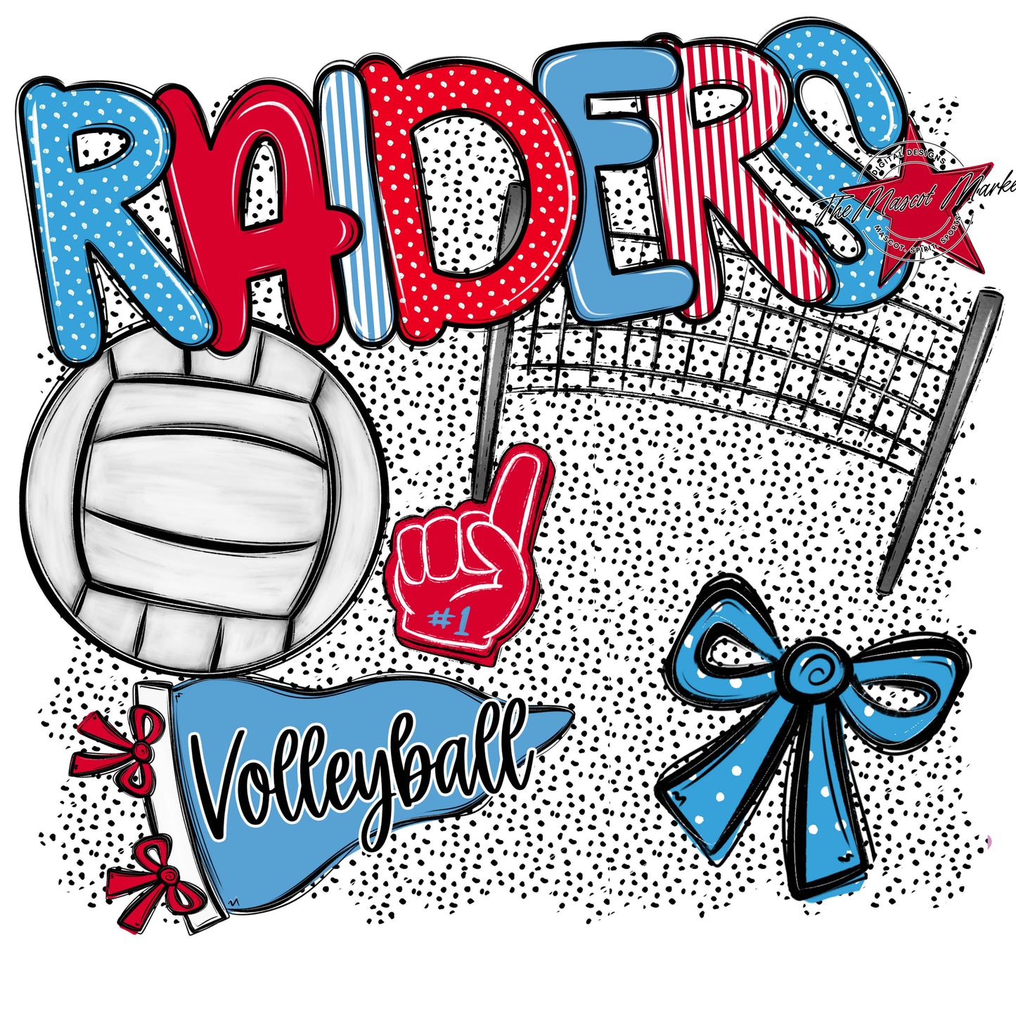 Raiders Volleyball Spirit-Carolina Blue & Red
