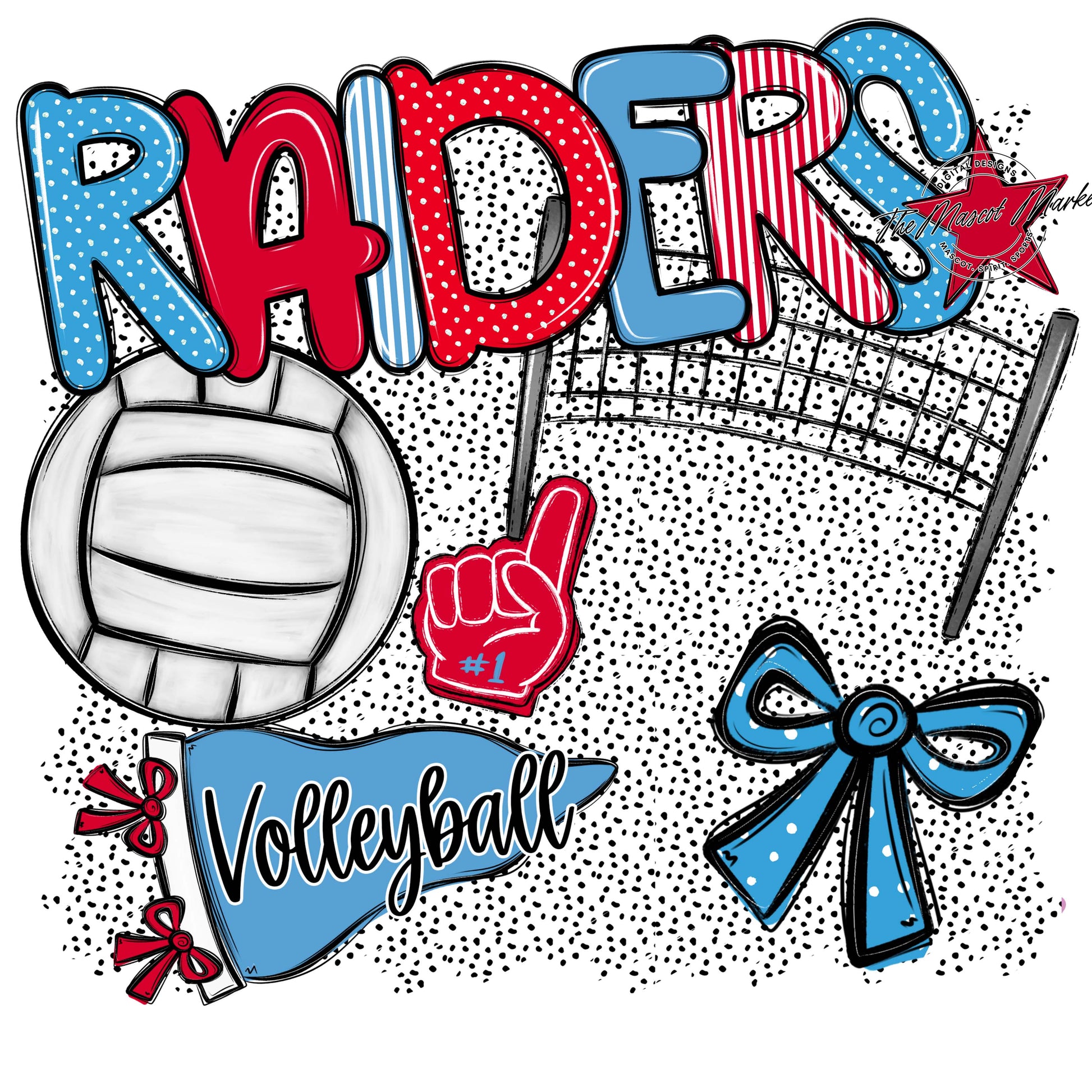 Raiders Volleyball Spirit-Carolina Blue & Red