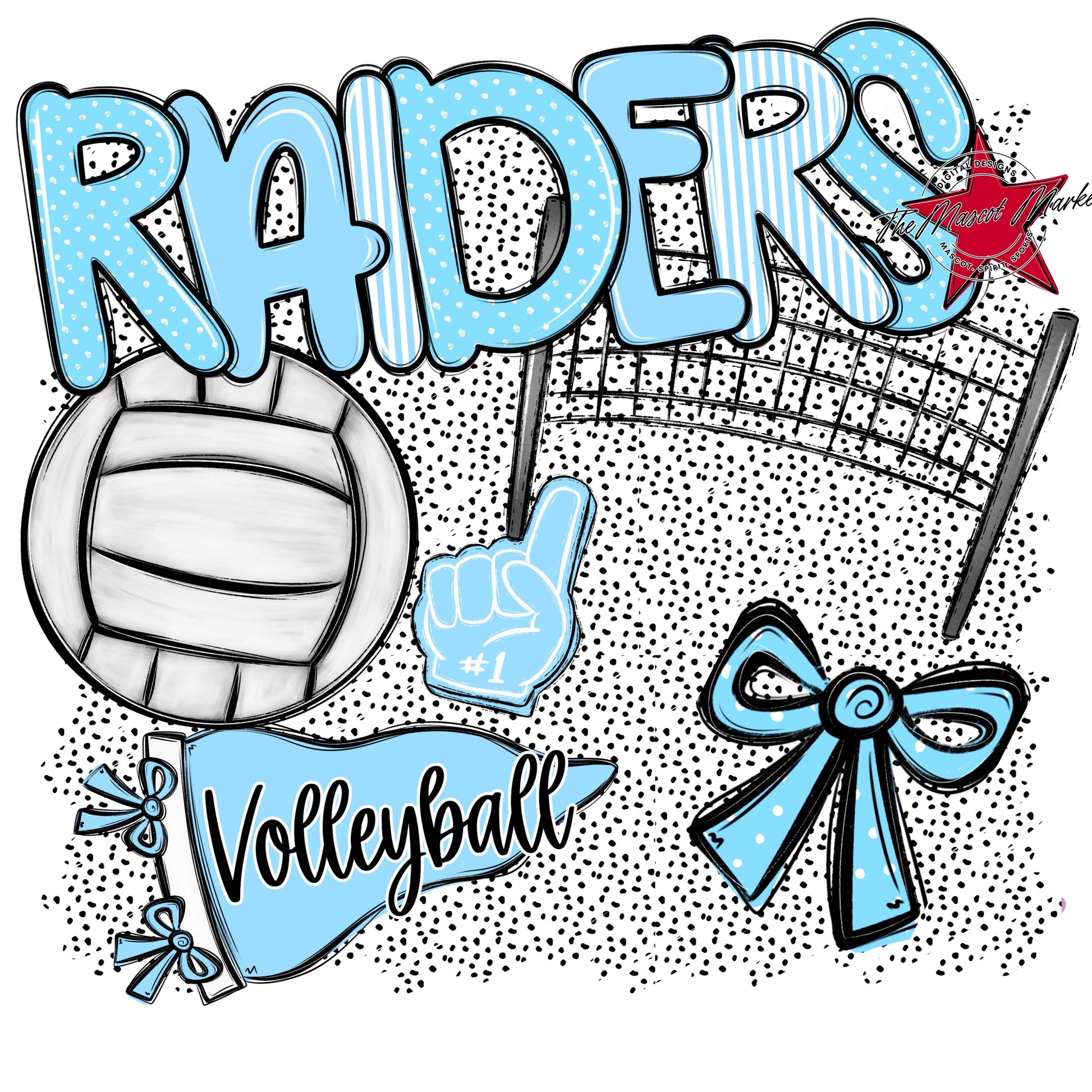 Raiders Volleyball Spirit-Columbia Blue