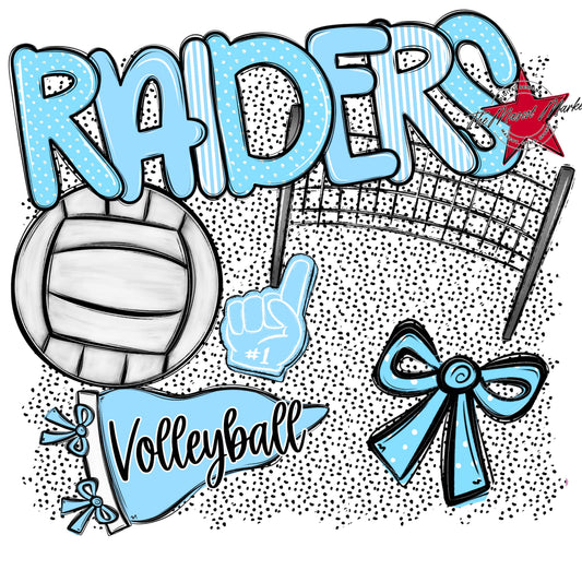 Raiders Volleyball Spirit-Columbia Blue
