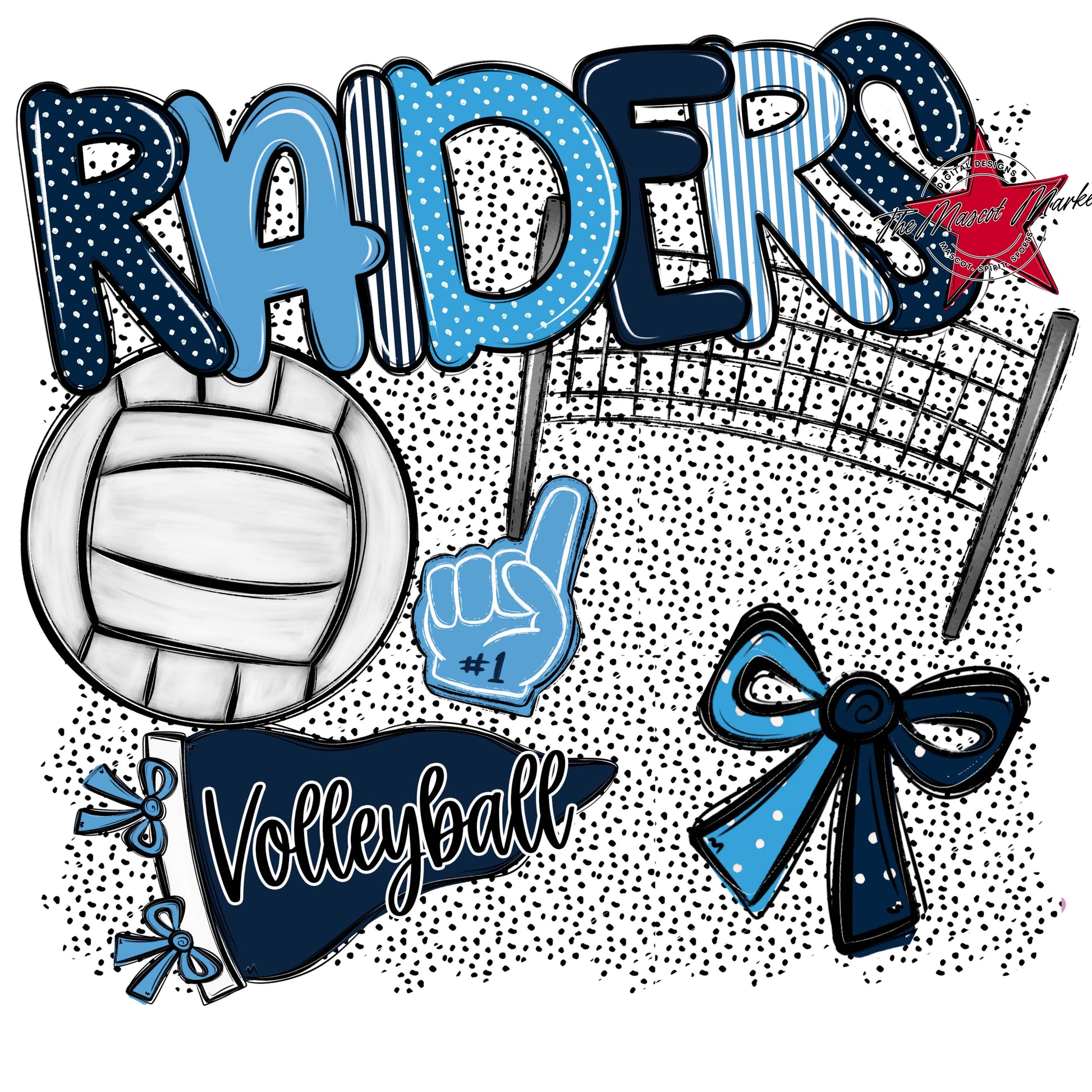 Raiders Volleyball Spirit-Navy & Carolina Blue