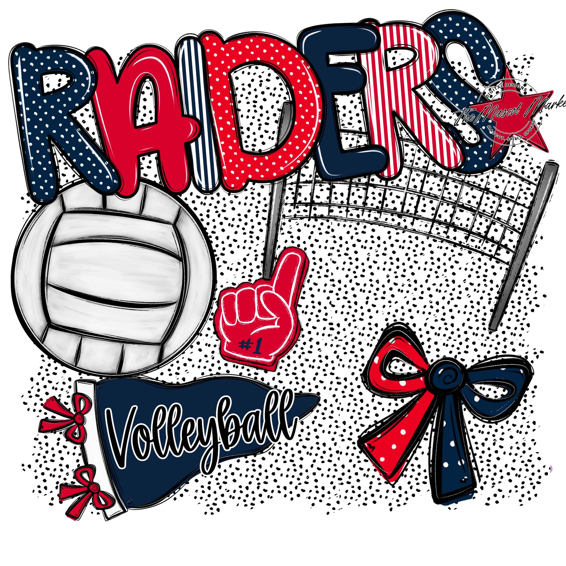 Raiders Volleyball Spirit-Navy & Red