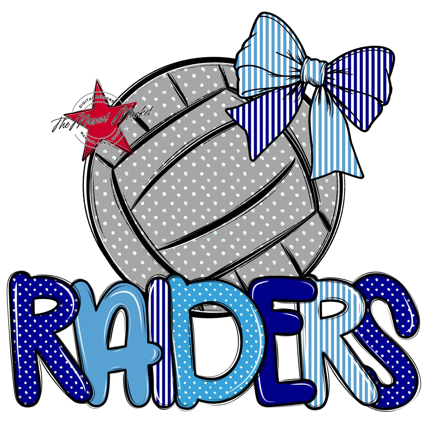Raiders Volleyball Spirit Design-Blue & Carolina Blue