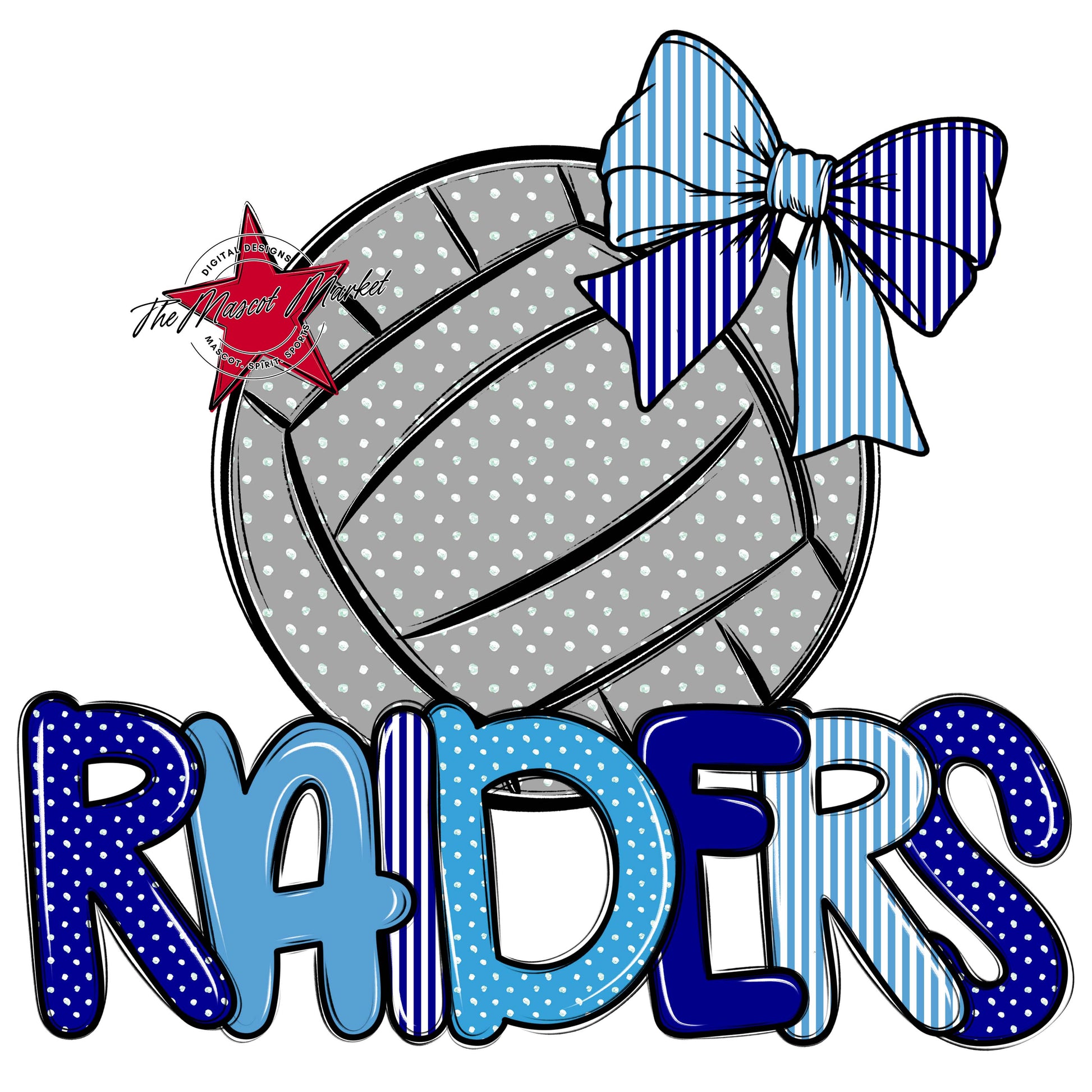 Raiders Volleyball Spirit Design-Blue & Carolina Blue