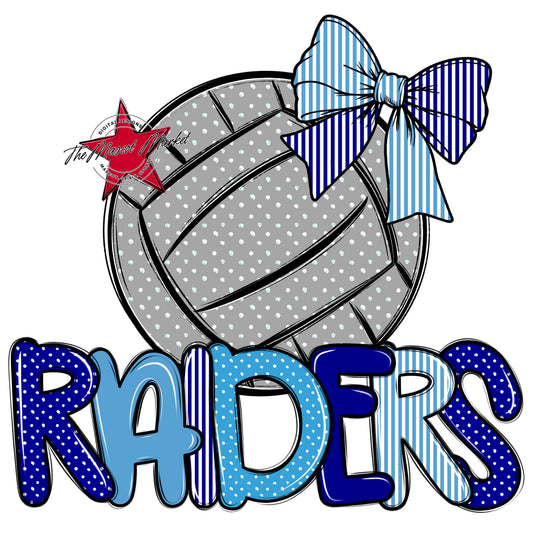Raiders Volleyball Spirit Design-Blue & Carolina Blue