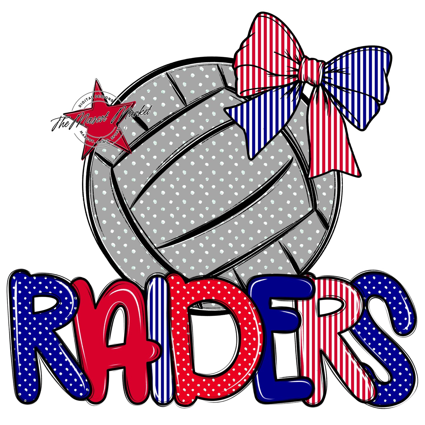 Raiders Volleyball Spirit Design-Blue & Red