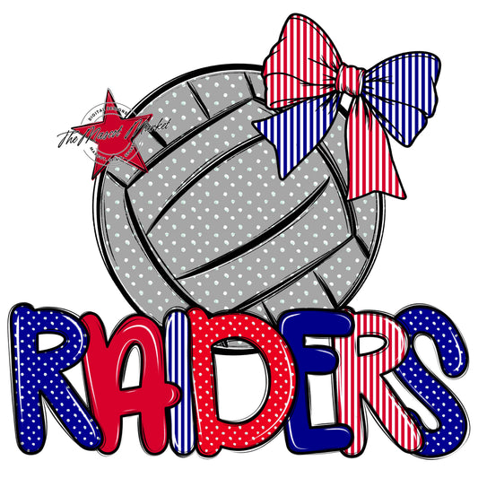 Raiders Volleyball Spirit Design-Blue & Red