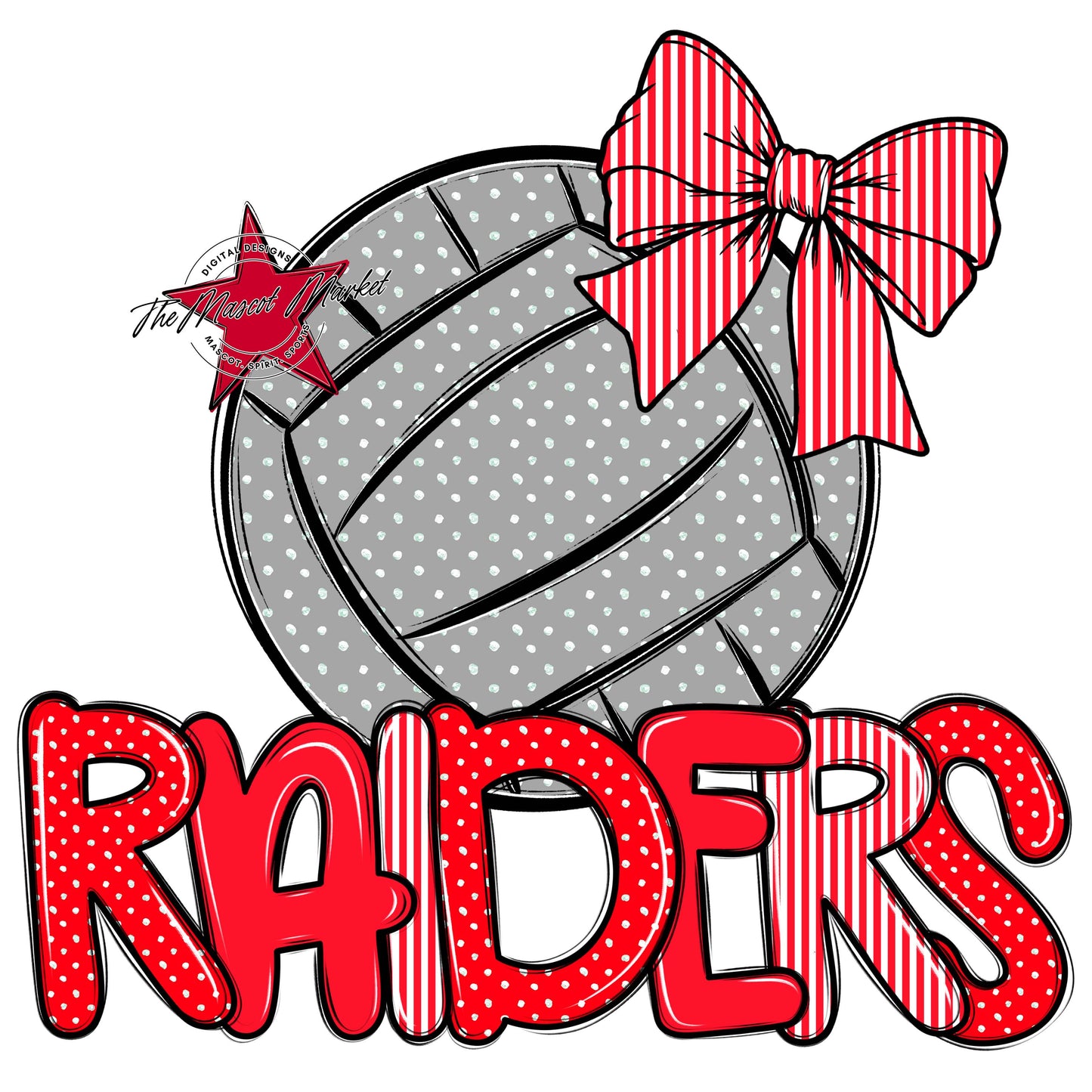 Raiders Volleyball Spirit Design-Bright Red