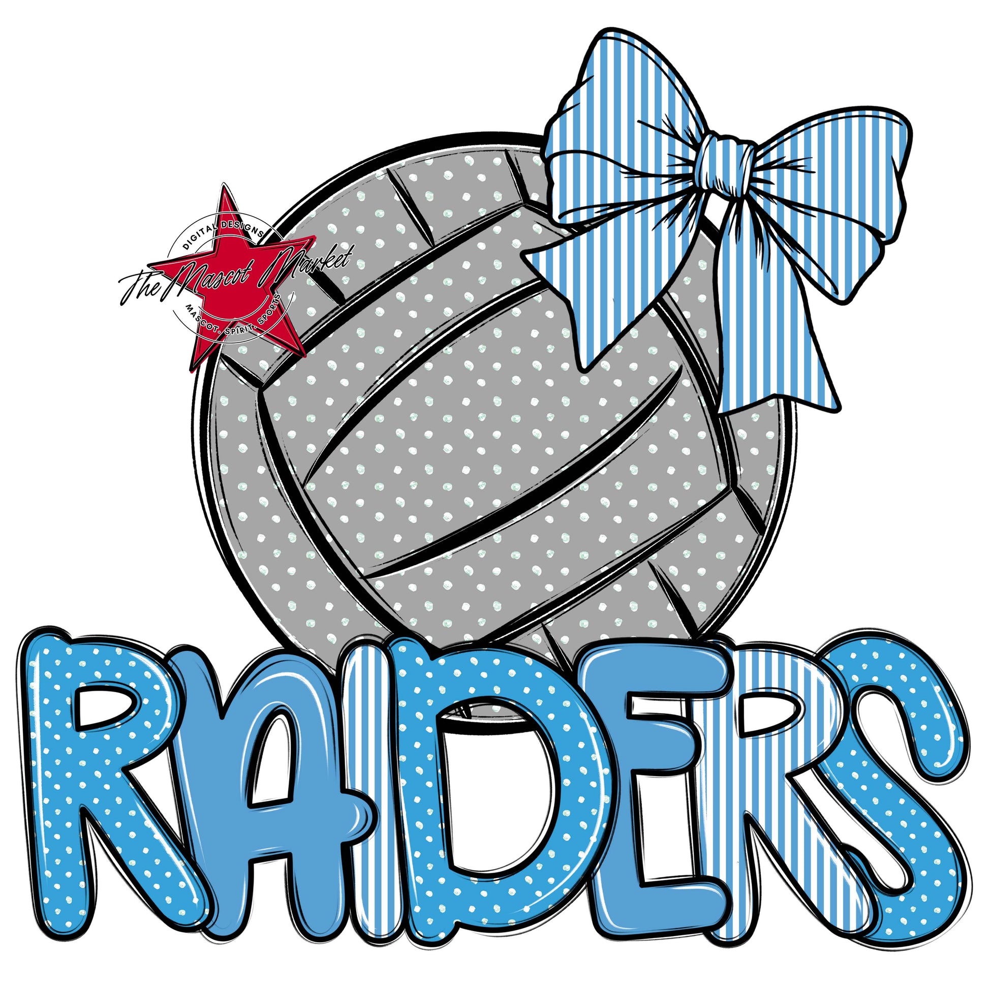 Raiders Volleyball Spirit Design-Carolina Blue
