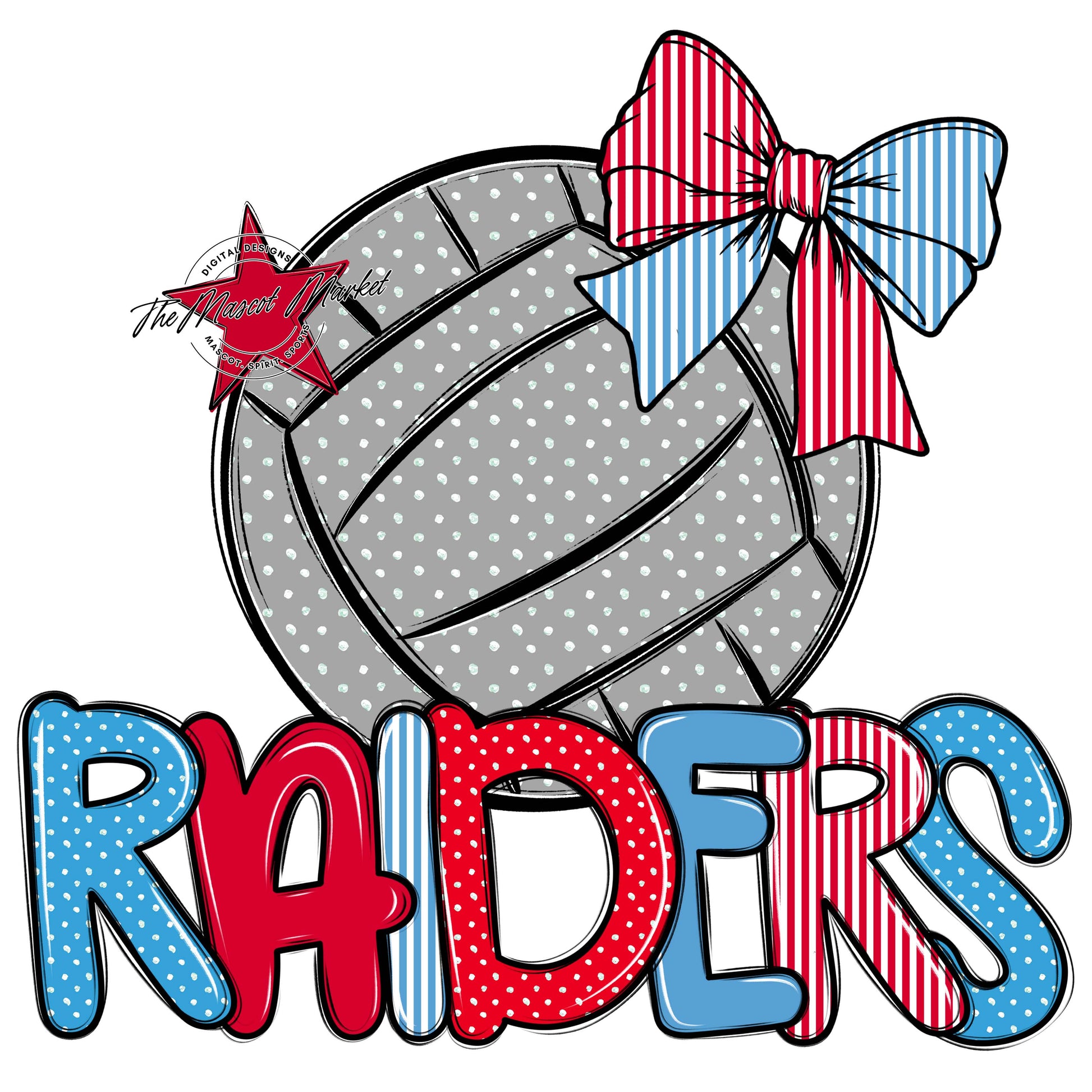 Raiders Volleyball Spirit Design-Carolina Blue & Red