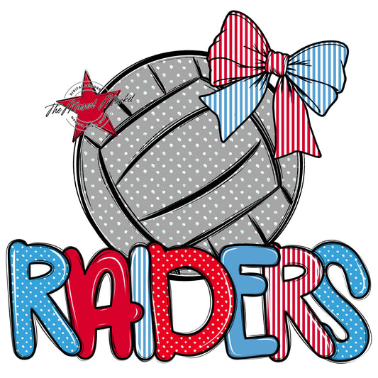 Raiders Volleyball Spirit Design-Carolina Blue & Red