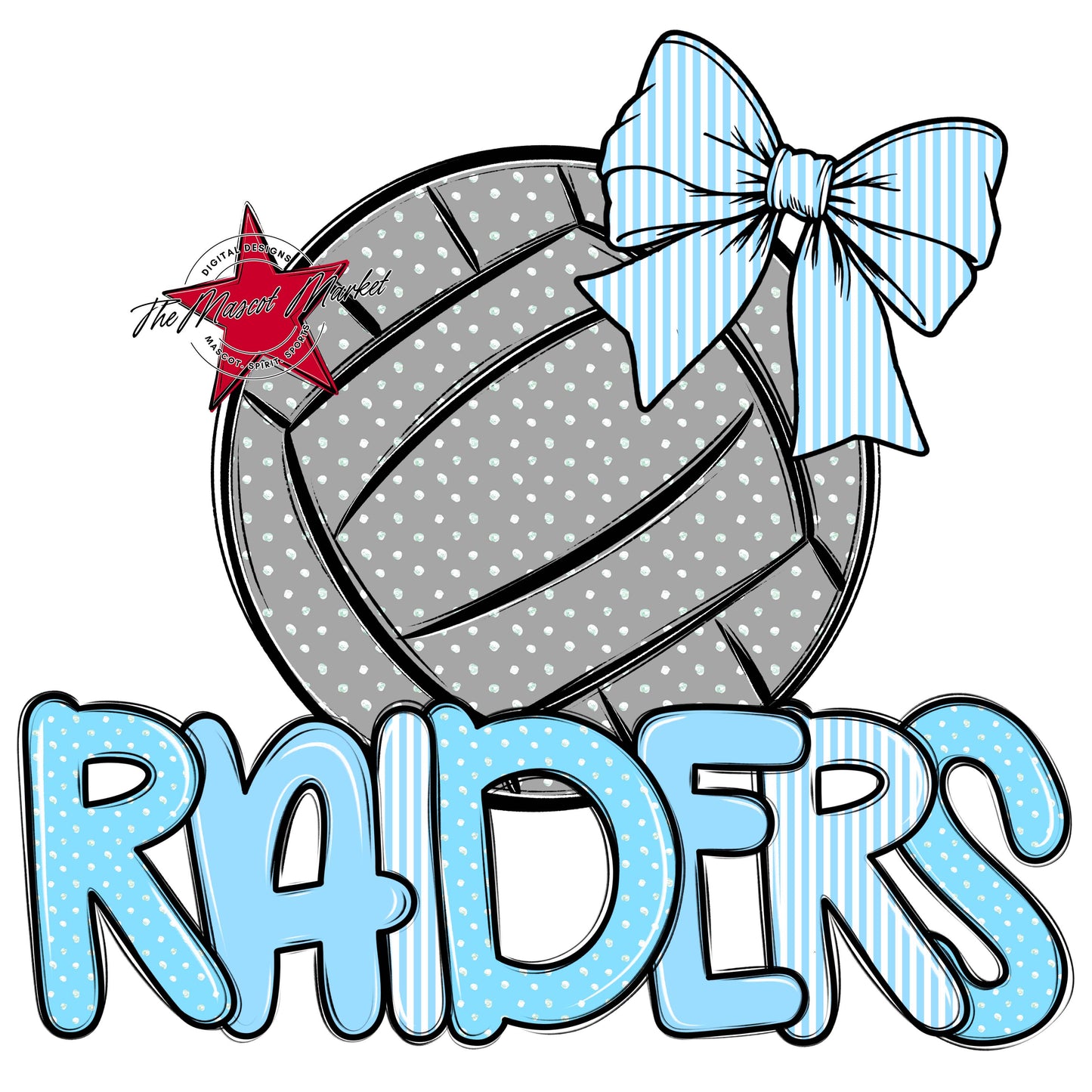 Raiders Volleyball Spirit Design-Columbia Blue