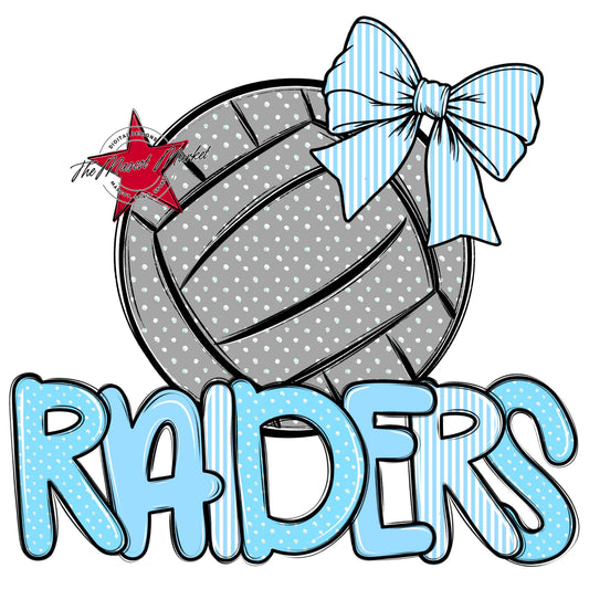 Raiders Volleyball Spirit Design-Columbia Blue