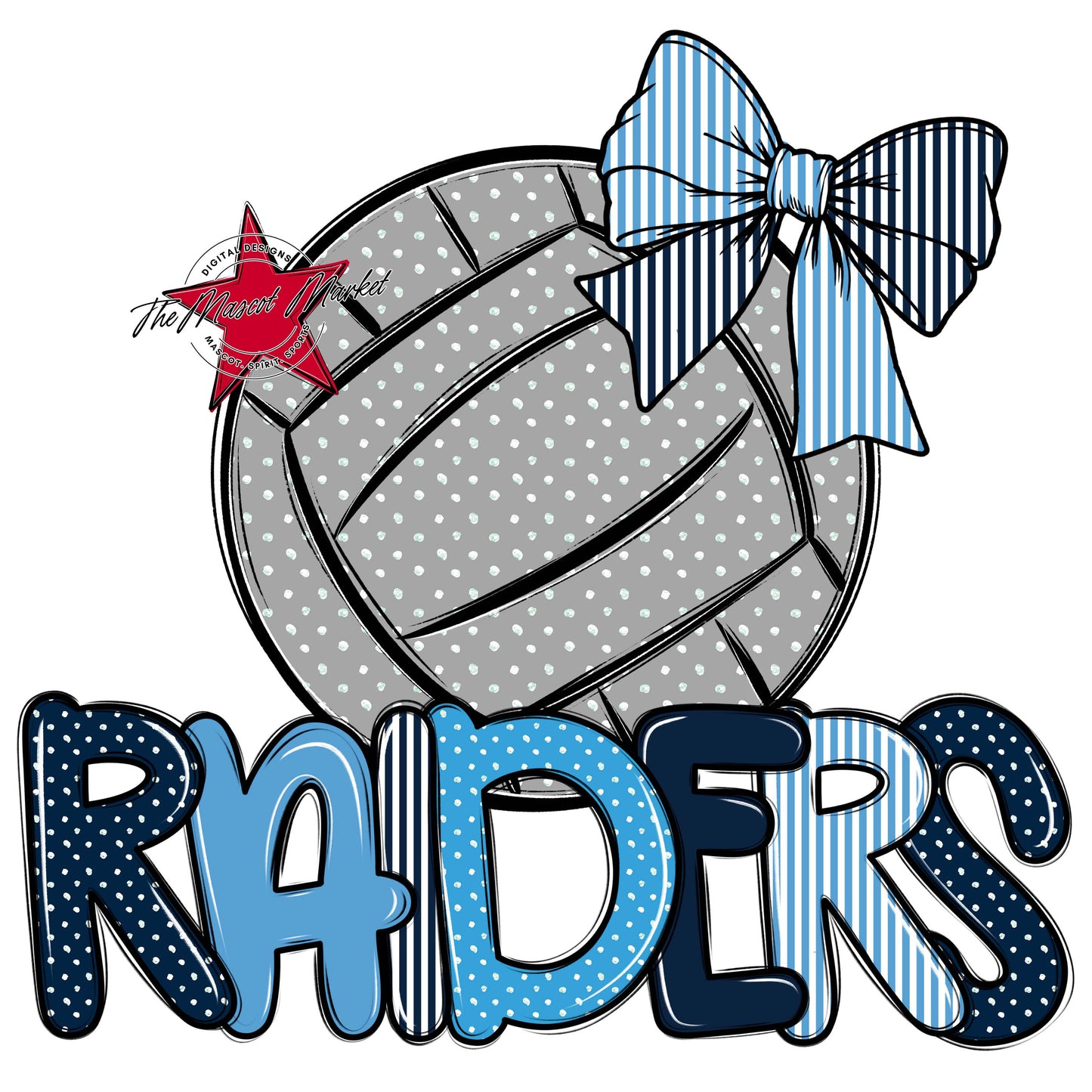 Raiders Volleyball Spirit Design-Navy & Carolina Blue
