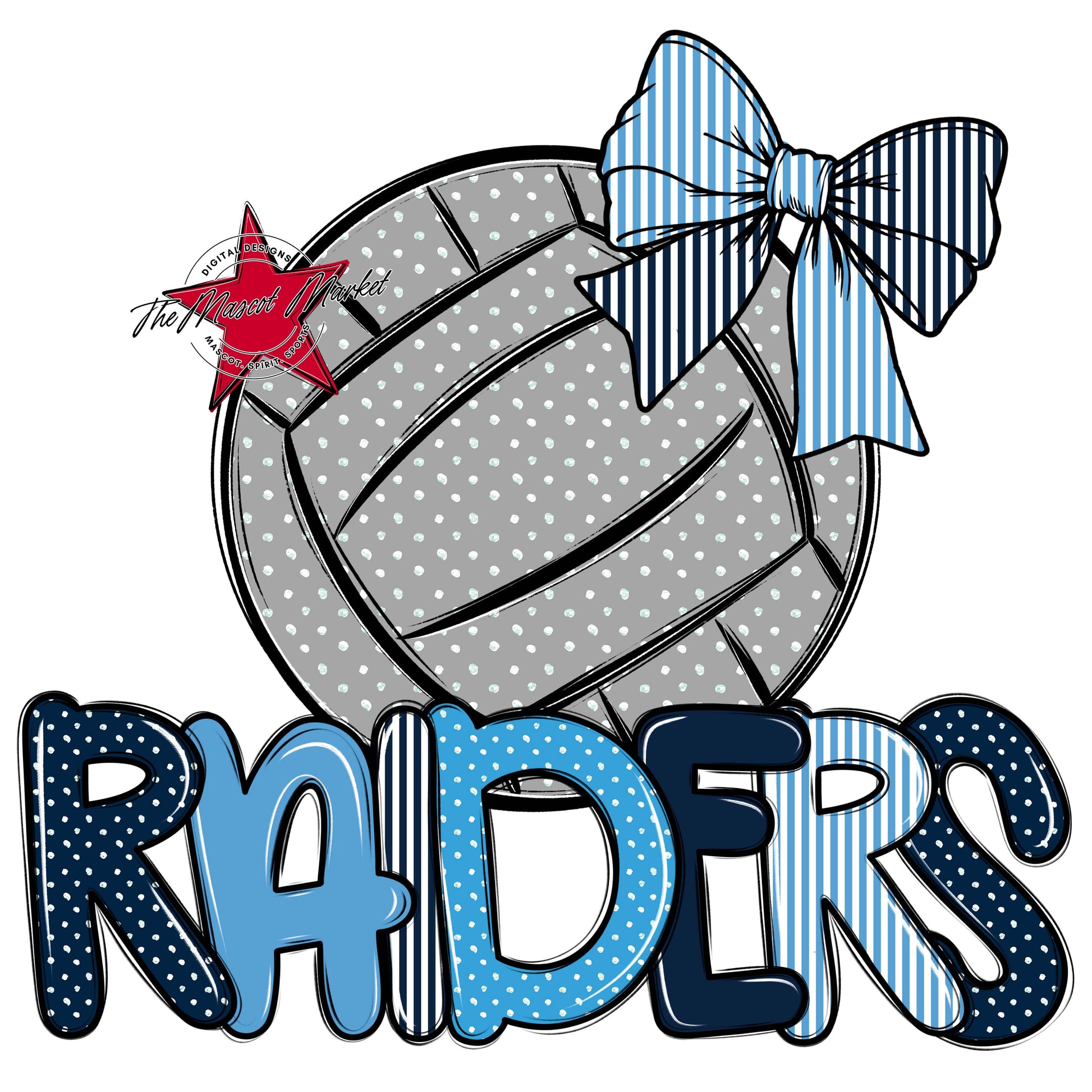Raiders Volleyball Spirit Design-Navy & Carolina Blue