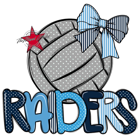Raiders Volleyball Spirit Design-Navy & Carolina Blue