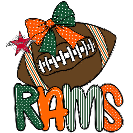Rams Football Spirit Design-Green & Orange