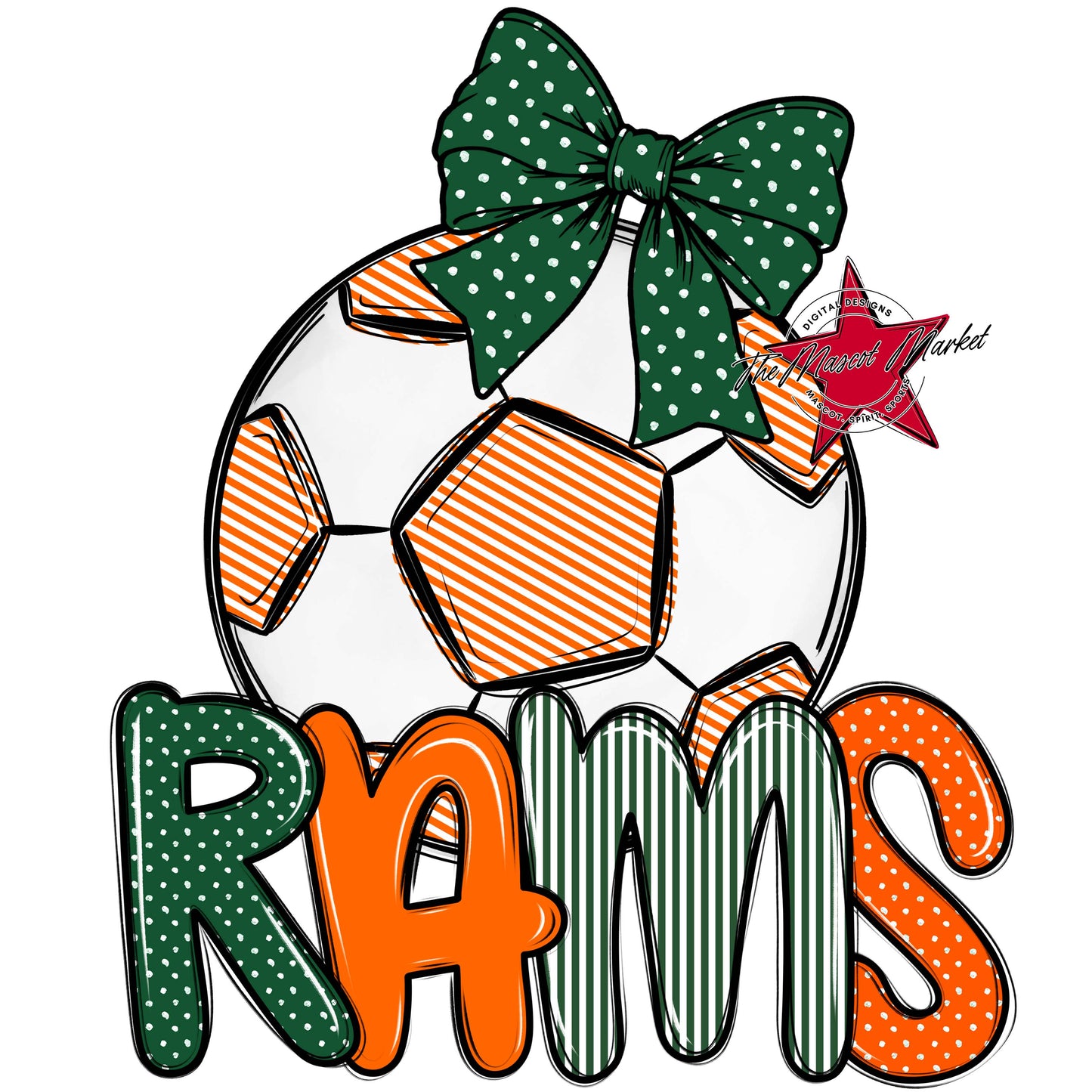 Rams Soccer Spirit Design-Green & Orange