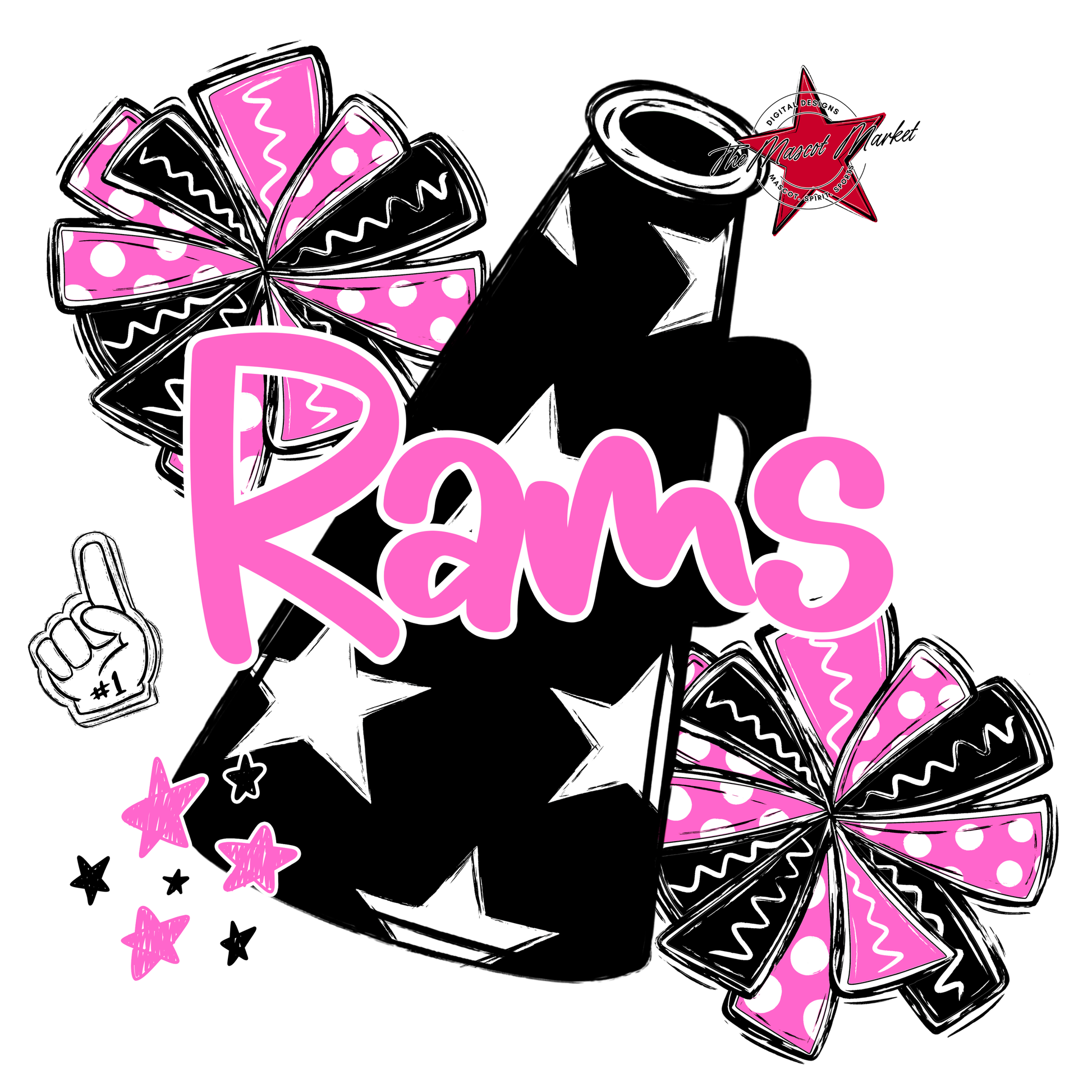 Rams Alpha Megaphone Design-Baby Pink