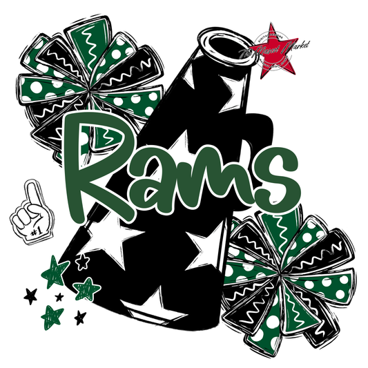 Rams Alpha Megaphone Design-Green