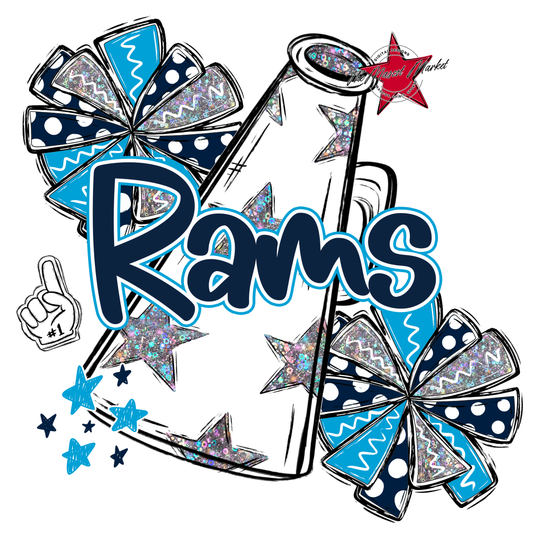 Rams Alpha Megaphone Design-Navy-Carolina Blue