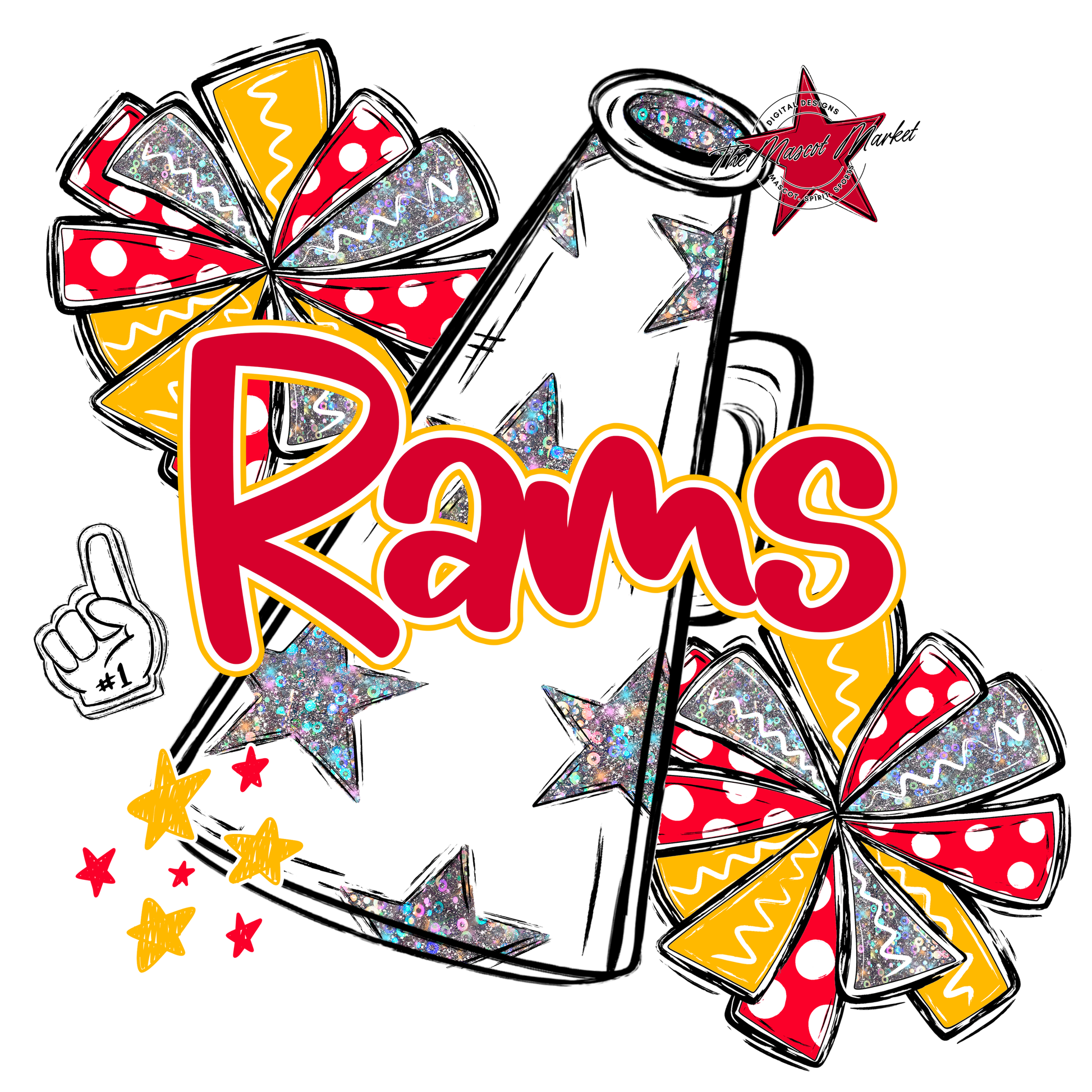 Rams Alpha Megaphone Design-Red-Yellow