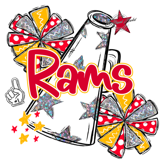 Rams Alpha Megaphone Design-Red-Yellow