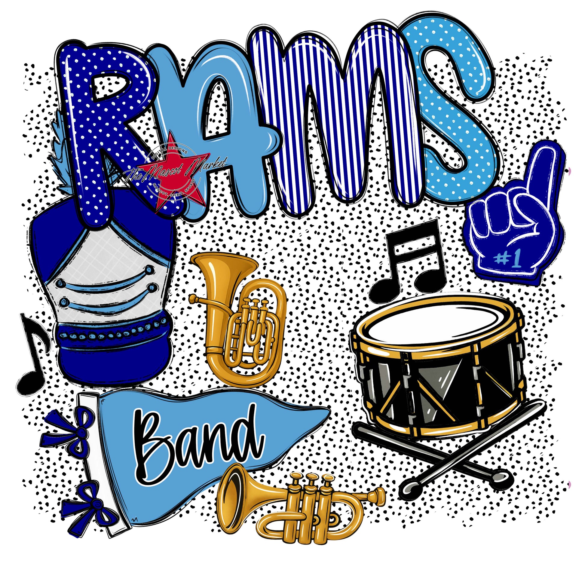 Rams Band Spirit-Blue & Carolina Blue