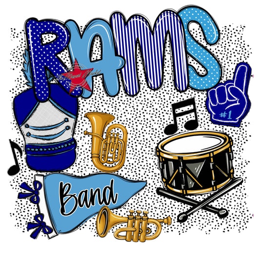 Rams Band Spirit-Blue & Carolina Blue