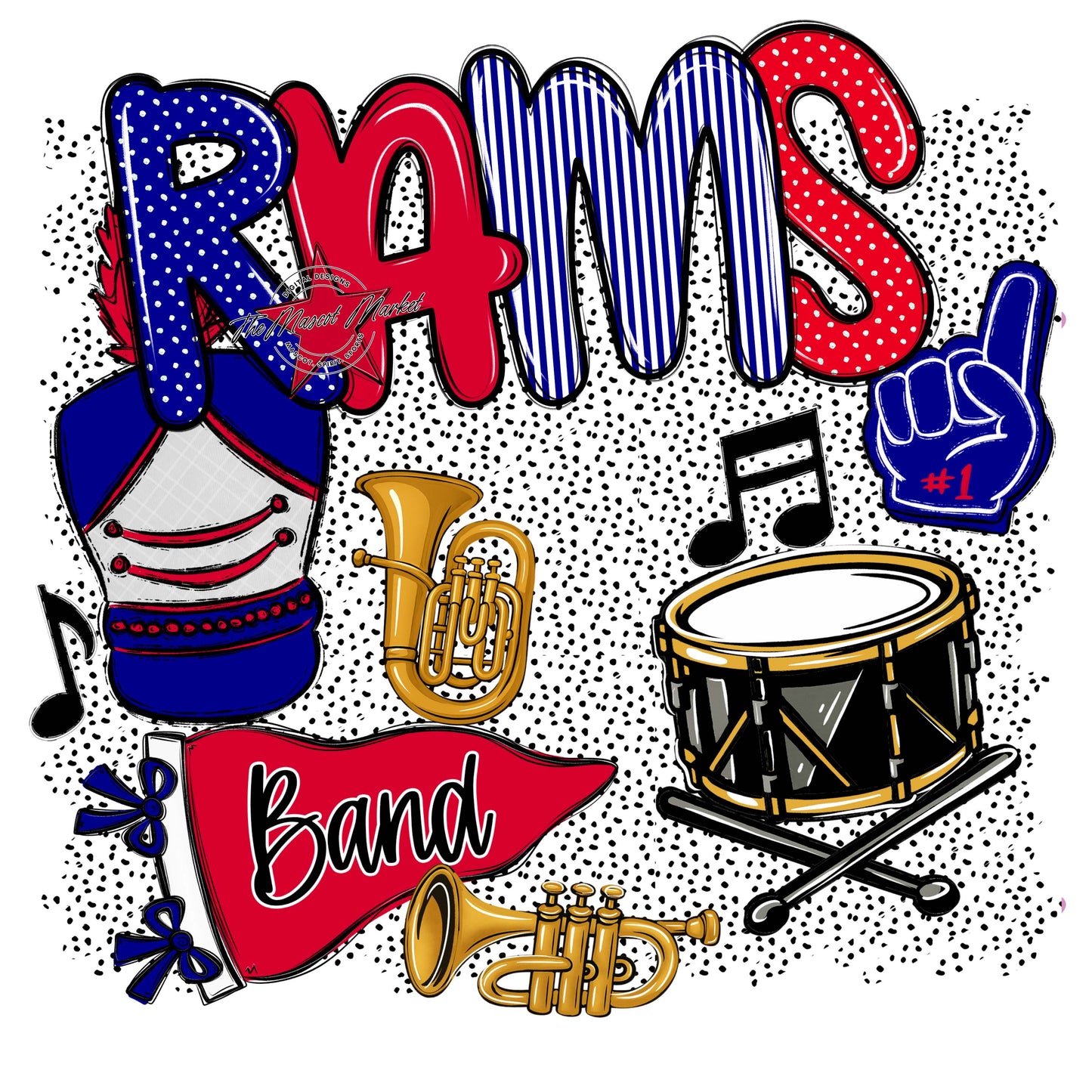 Rams Band Spirit-Blue & Red