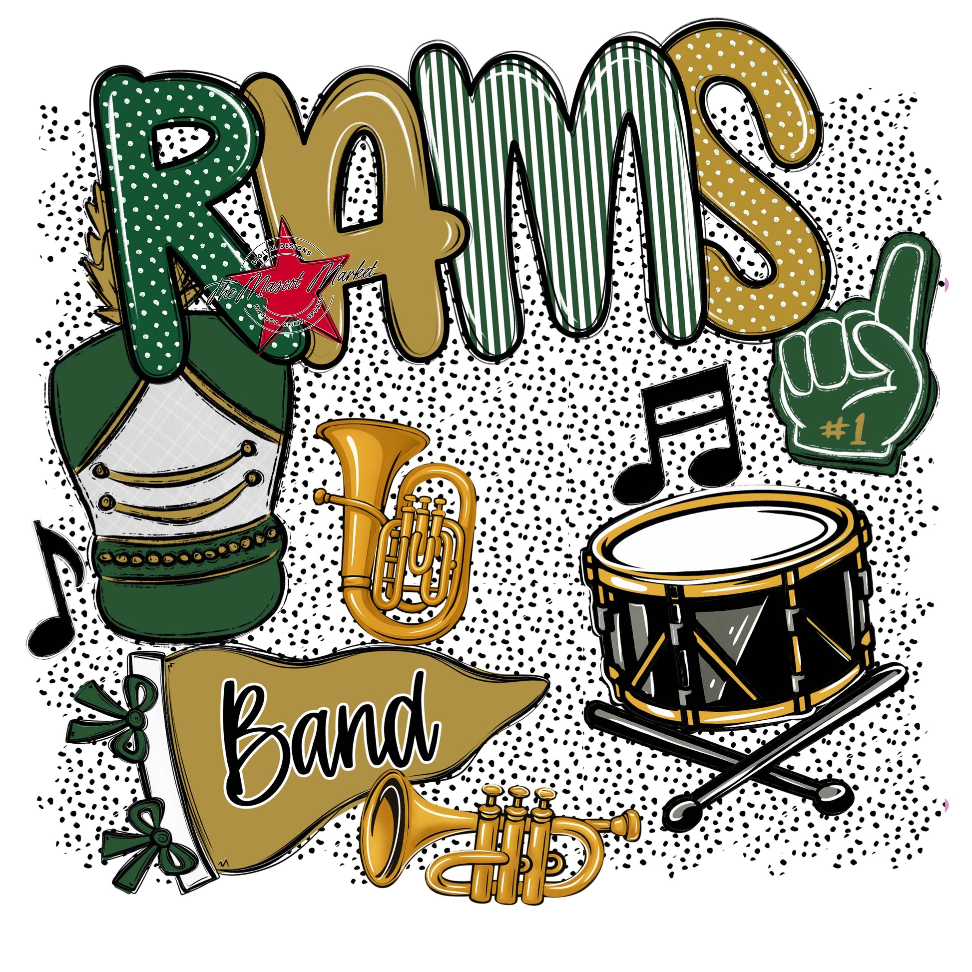 Rams Band Spirit-Green & Gold