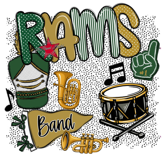 Rams Band Spirit-Green & Gold