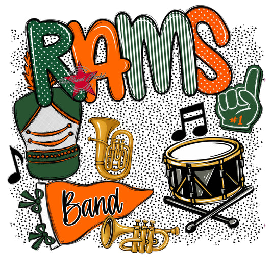 Rams Band Spirit-Green & Orange